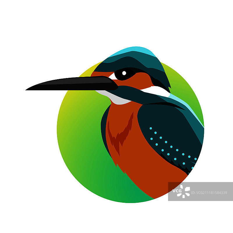 翠鸟扁平风格矢量插画图片素材