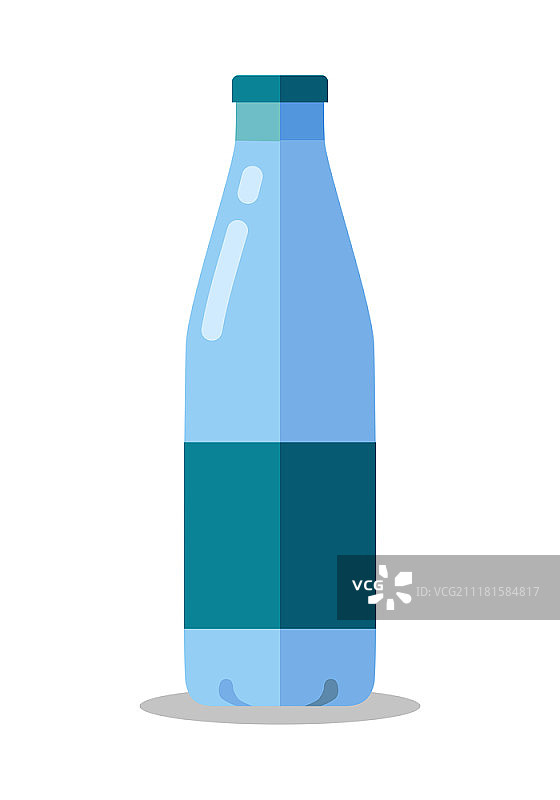 乳制品矢量图扁平设计。贴有标签的塑料或玻璃瓶装鲜牛奶。液体产品包装。用于农场畜牧业、牛奶生产、食品杂货店广告的插图。白色背景上的孤立元素。扁平风格牛奶瓶矢量插图图片素材