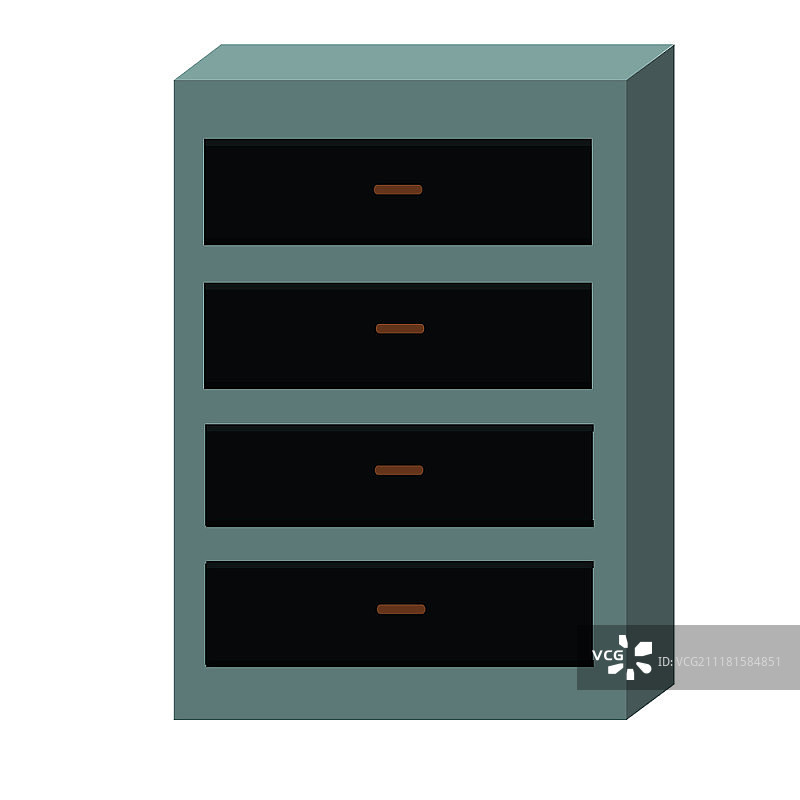 白色背景上隔离的抽屉柜。现代办公室室内设计。带空抽屉的橱柜。带剪切路径的木制抽屉柜。梳妆台容器。矢量图。白色背景上隔离的抽屉柜图片素材