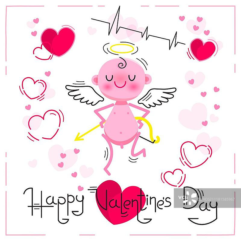 丘比特爱心情人节贺卡图片素材