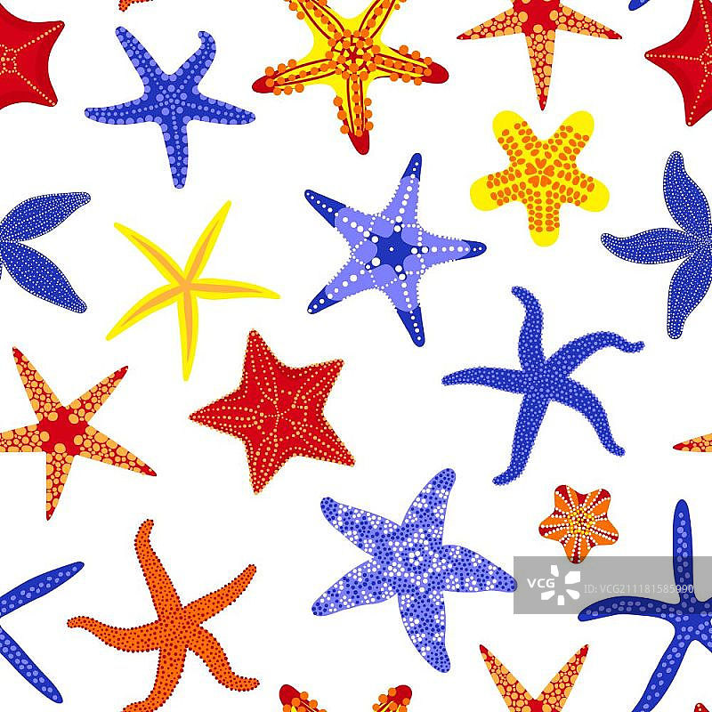 海星无缝图案。带有海星的海洋背景矢量图图片素材