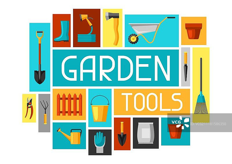 园艺工具和图标概念背景图片素材