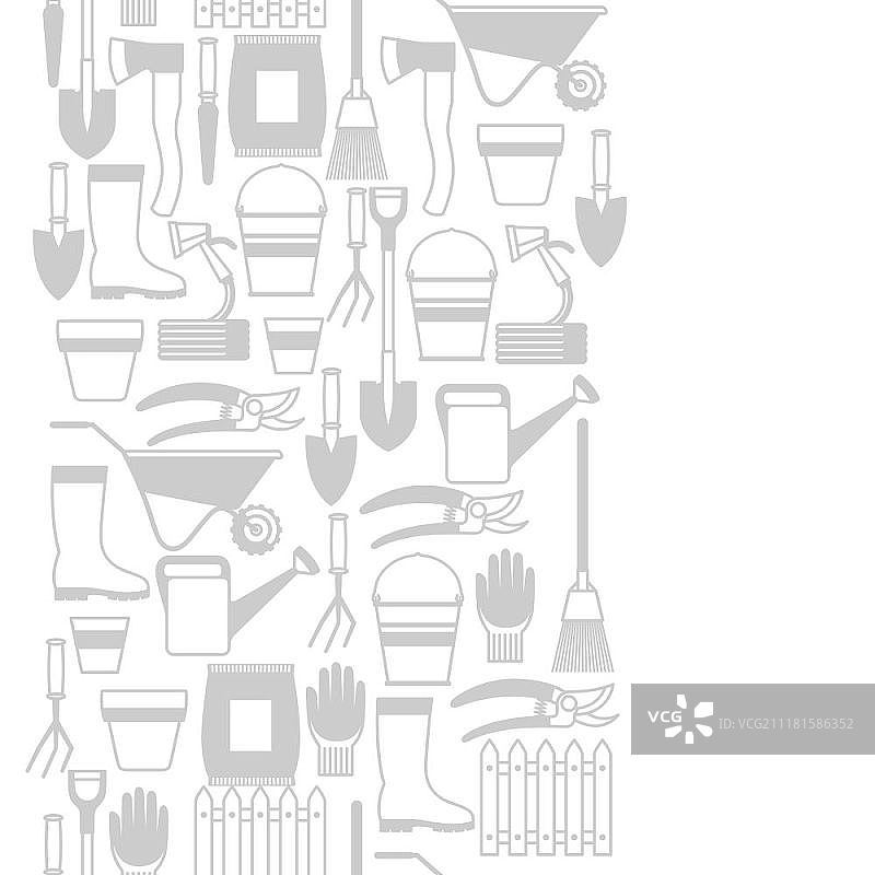 带有园艺工具和图标的无缝图案。适用于所有园艺业务插图图片素材