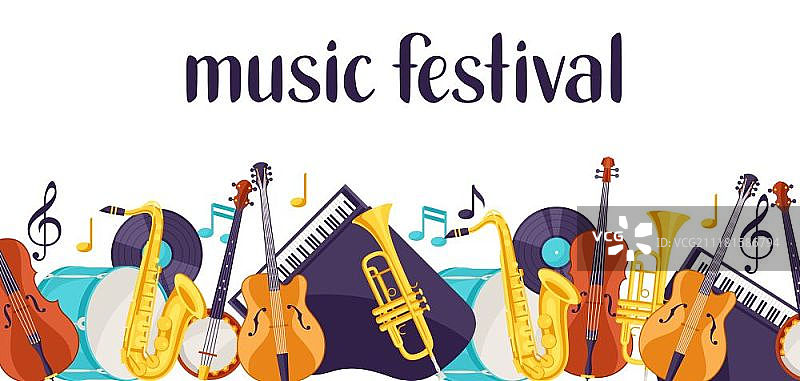 带乐器的爵士音乐节banner图片素材