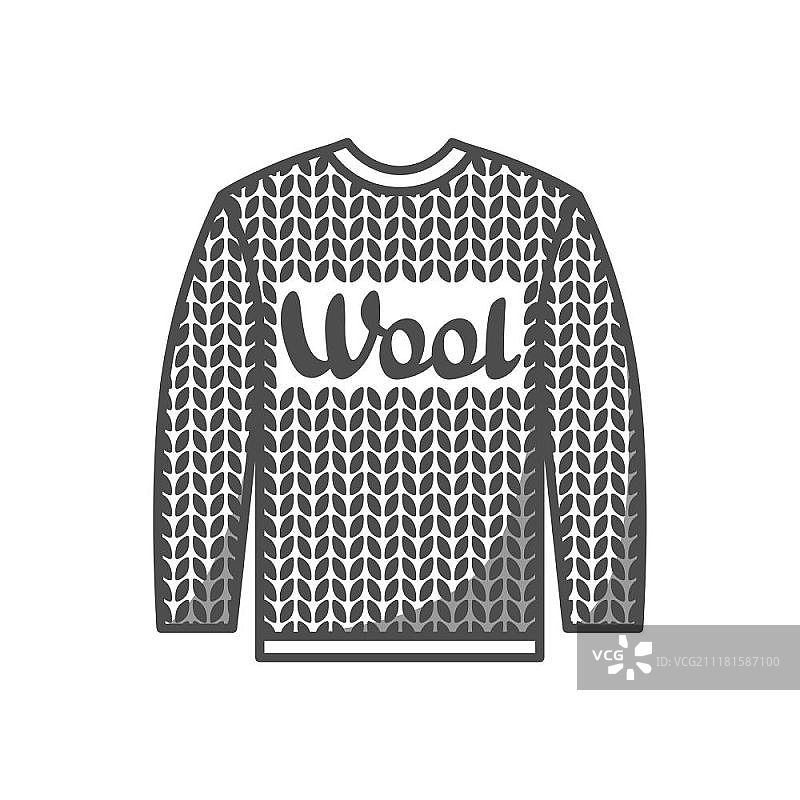 针织毛衣羊毛标志：手工针织或裁缝店标签图片素材