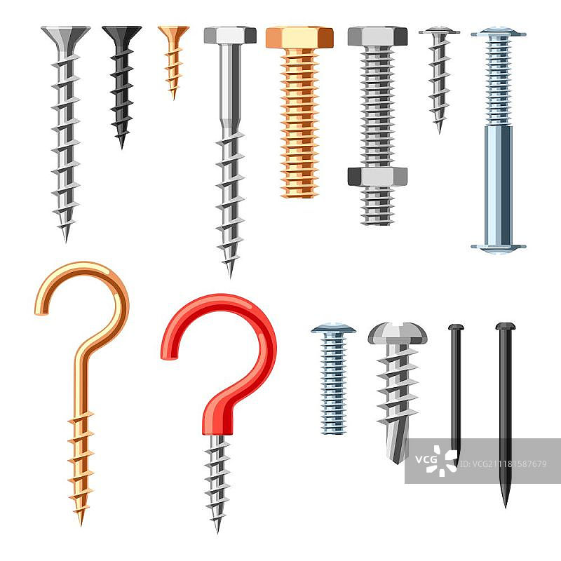 螺栓螺母钉子合集：各种铁螺丝图片素材