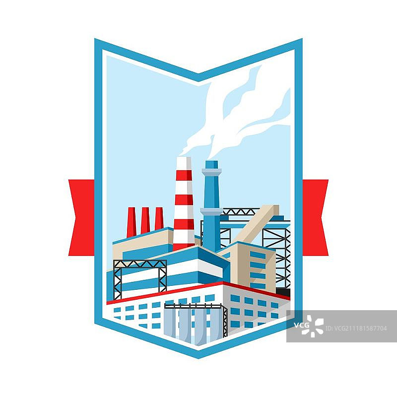 扁平风格的工厂建筑插画图片素材