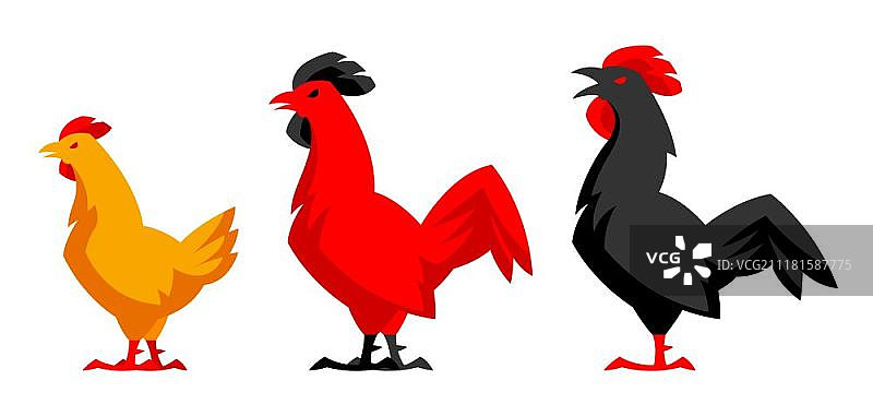 各种鸡剪影素材集：风格化插图图片素材