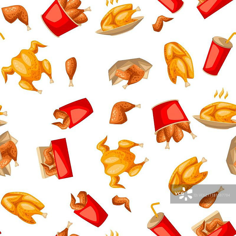 炸鸡肉快餐无缝图案图片素材