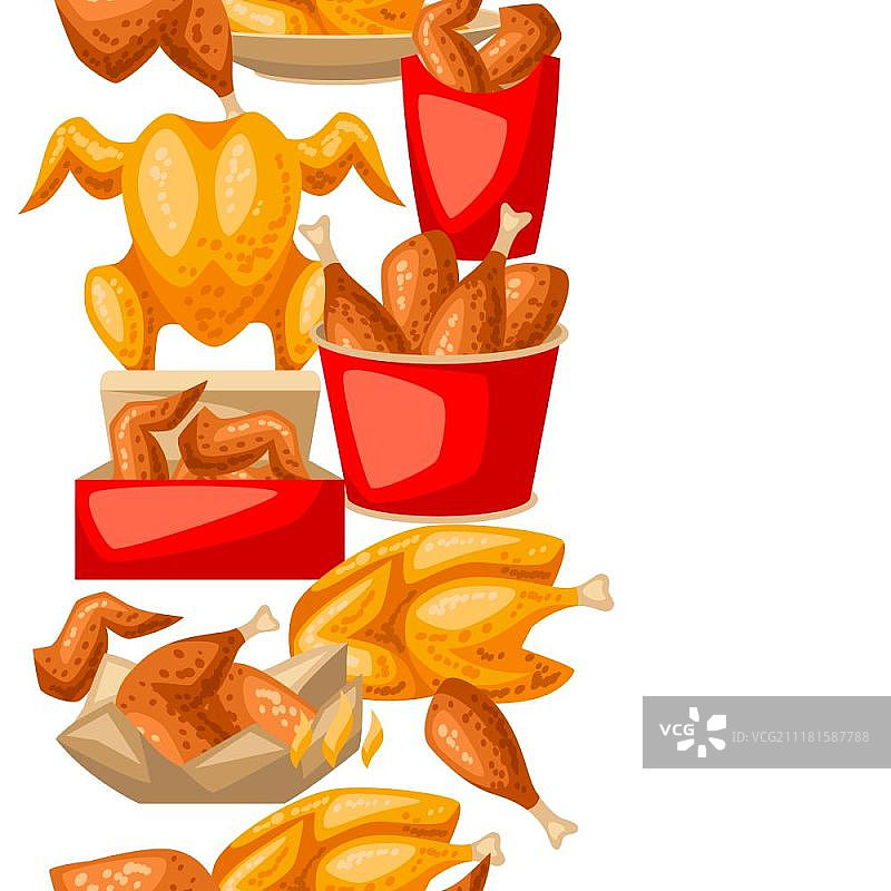 炸鸡肉快餐无缝图案图片素材