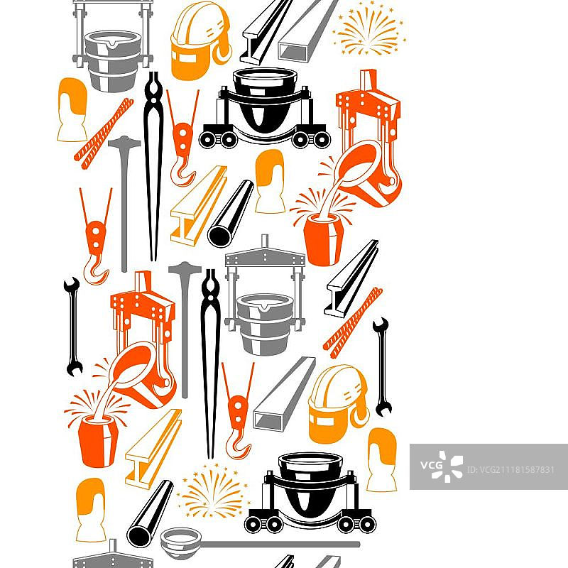 冶金工业无缝图案：工业用品和设备图片素材