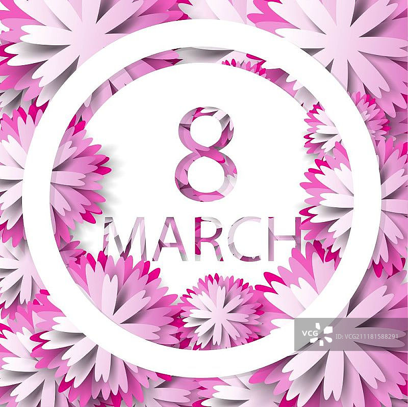 3月8日：母亲节快乐，剪纸蝴蝶与花卉节日背景图片素材