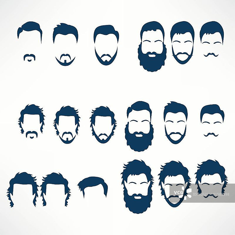 时尚矢量图：发型与胡须矢量素材图片素材