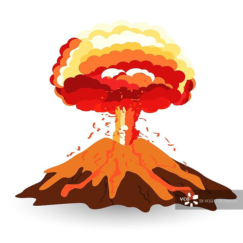 白色背景上的照片级逼真火山矢量图图片素材