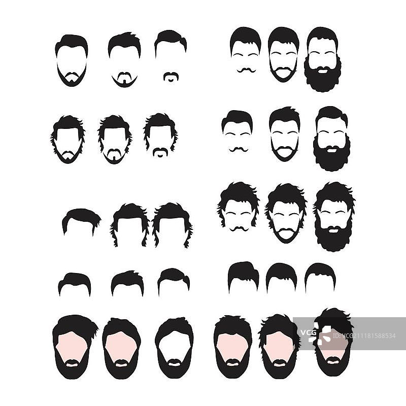 时尚矢量图：发型与胡须矢量素材图片素材