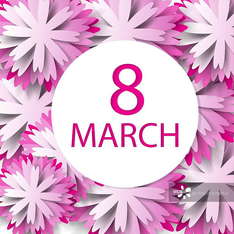 3月8日：母亲节快乐，剪纸蝴蝶与花卉节日背景图片素材
