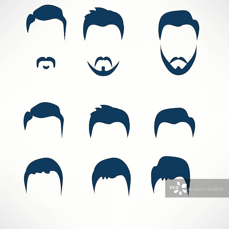 时尚矢量图：发型与胡须矢量素材图片素材