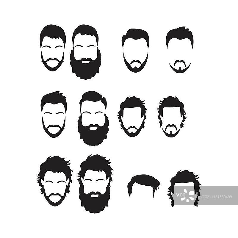 时尚矢量图：发型与胡须矢量素材图片素材