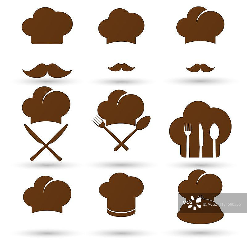 厨师帽套装，白色厨师帽图片素材