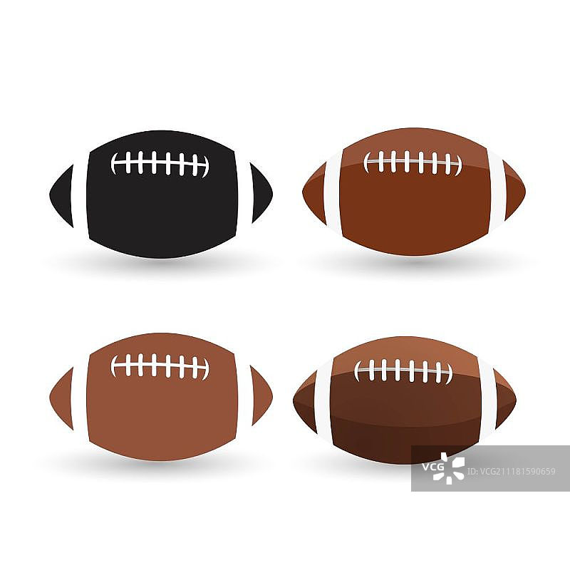 白色背景上的一组足球图片素材