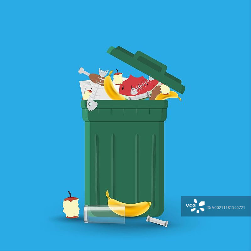 装满垃圾的垃圾桶图片素材