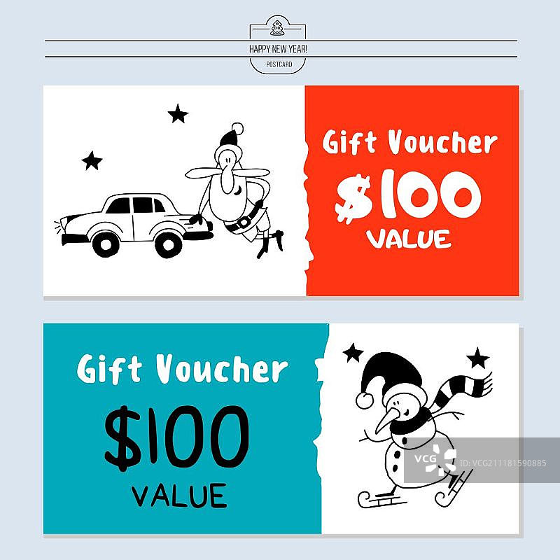 礼券，矢量插图，快乐的圣诞老人图片素材