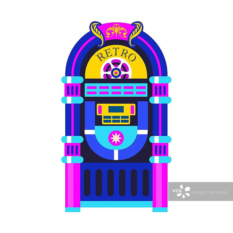 复古音乐：老式自动点唱机矢量图图片素材