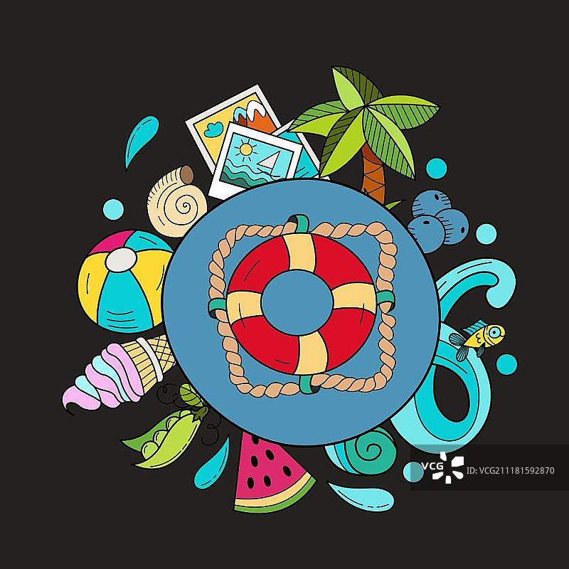 漫画手绘涂鸦夏日海报设计模板图片素材