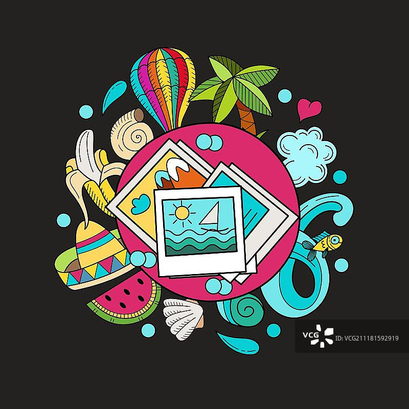 漫画手绘涂鸦夏日海报设计模板图片素材