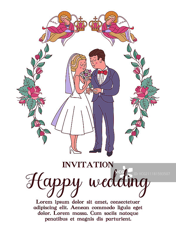 幸福婚礼主题卡片矢量素材图片素材