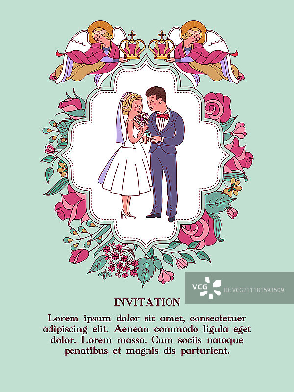 幸福婚礼主题卡片矢量素材图片素材