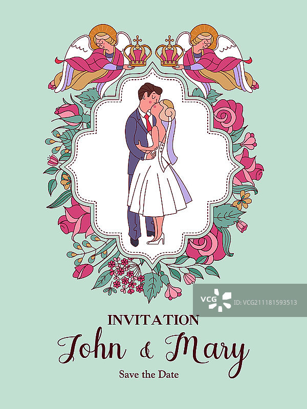 幸福婚礼主题卡片矢量素材图片素材