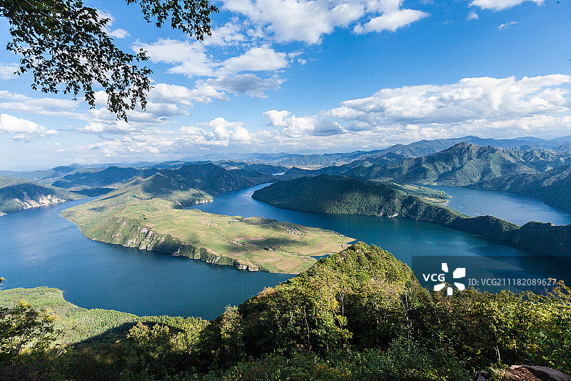 吉林集安鸭绿江太极湾山水风光图片素材