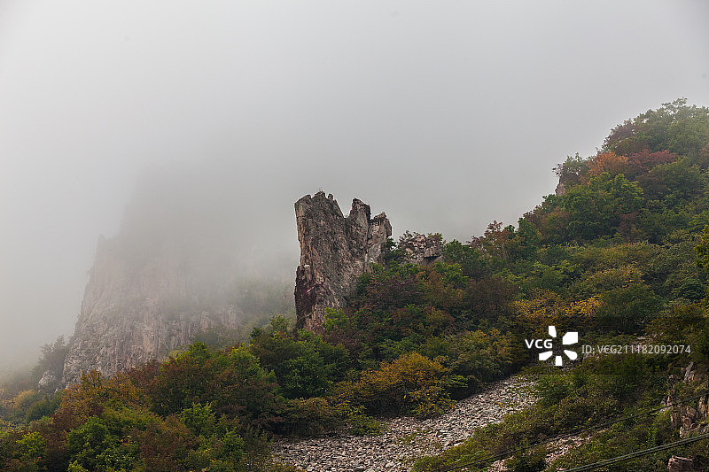 中国吉林集安五龙山云雾山水风光图片素材