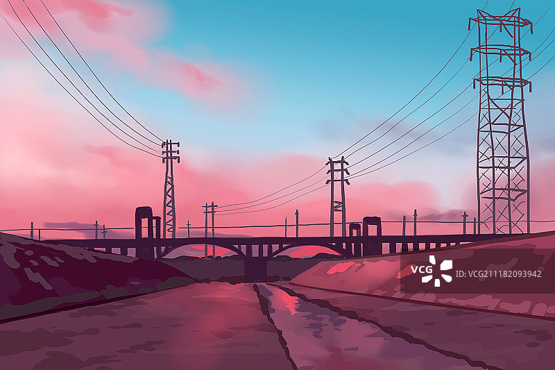 日落城市景观图片素材