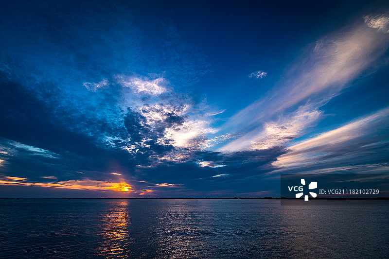 蓝色日落图片素材