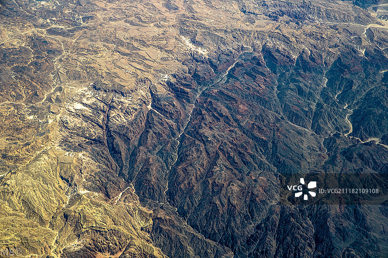 干燥丘陵地形航拍图片素材