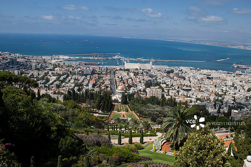 海边城市海岸线鸟瞰图图片素材