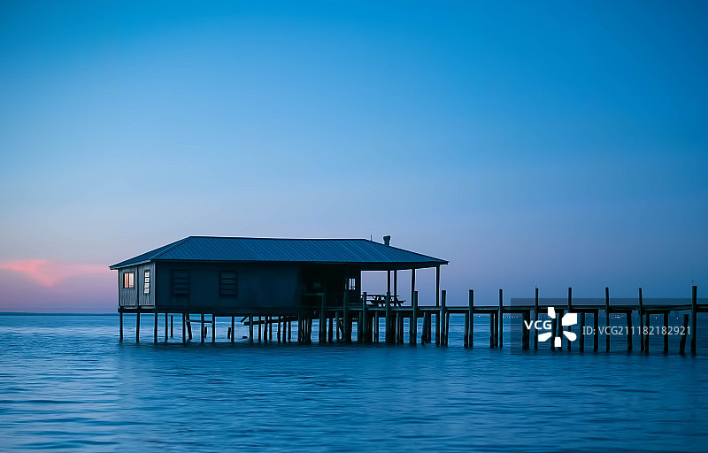 蓝色日落图片素材