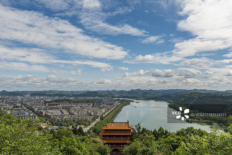 四川南充阆中滕王阁云海气势嘉陵江图片素材