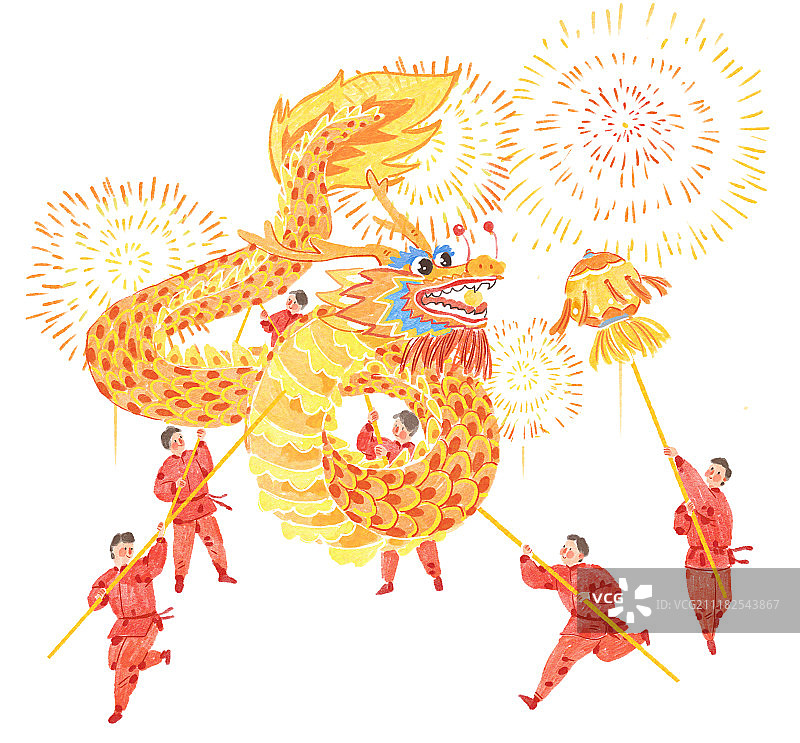 水墨舞龙插画素材图片素材