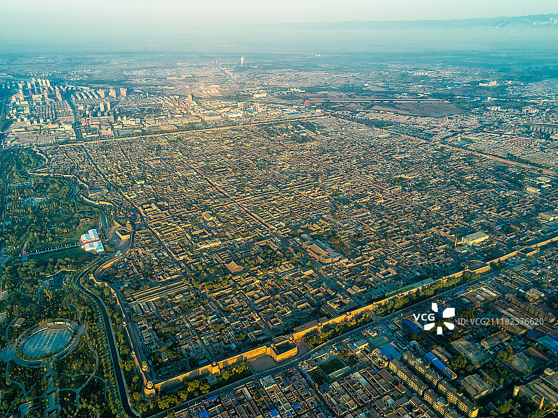 平遥古城日出航拍图图片素材