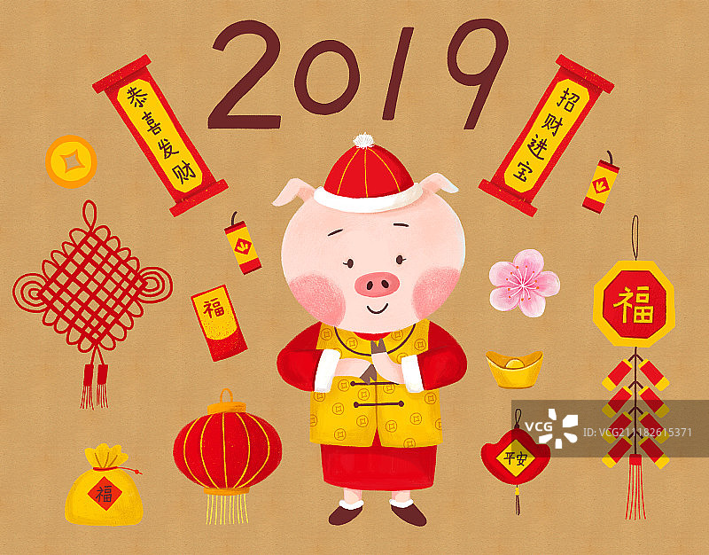 2019猪年新年图标图片素材