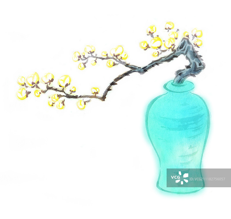 花瓶里的腊梅花图片素材