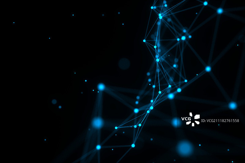 丛抽象网络标题技术数字背景。几何形状与三角粒子未来分子结构线图片素材