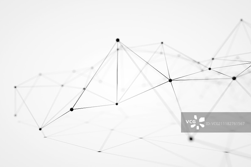丛抽象网络标题技术数字背景。几何形状与三角粒子未来分子结构线图片素材