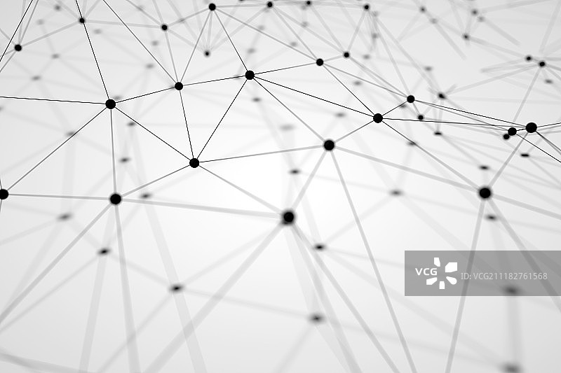 丛抽象网络标题技术数字背景。几何形状与三角粒子未来分子结构线图片素材
