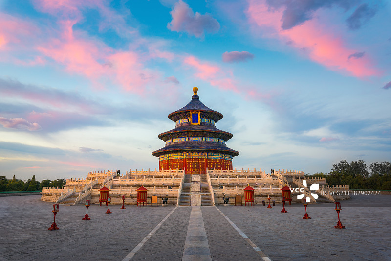北京天坛祈年殿日落图片素材