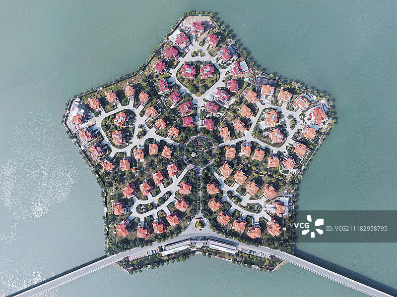 航拍河北唐山迁安黄台湖景区3号岛图片素材