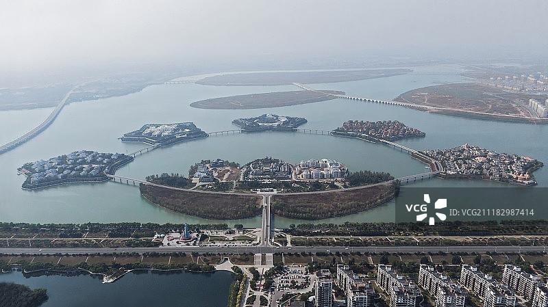 航拍河北唐山迁安黄台湖景区图片素材